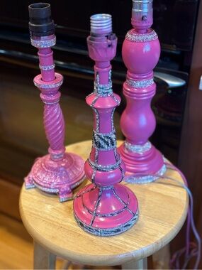 Hot Pink Decorative Lamp Base with Zebra print rhinestone  Accents